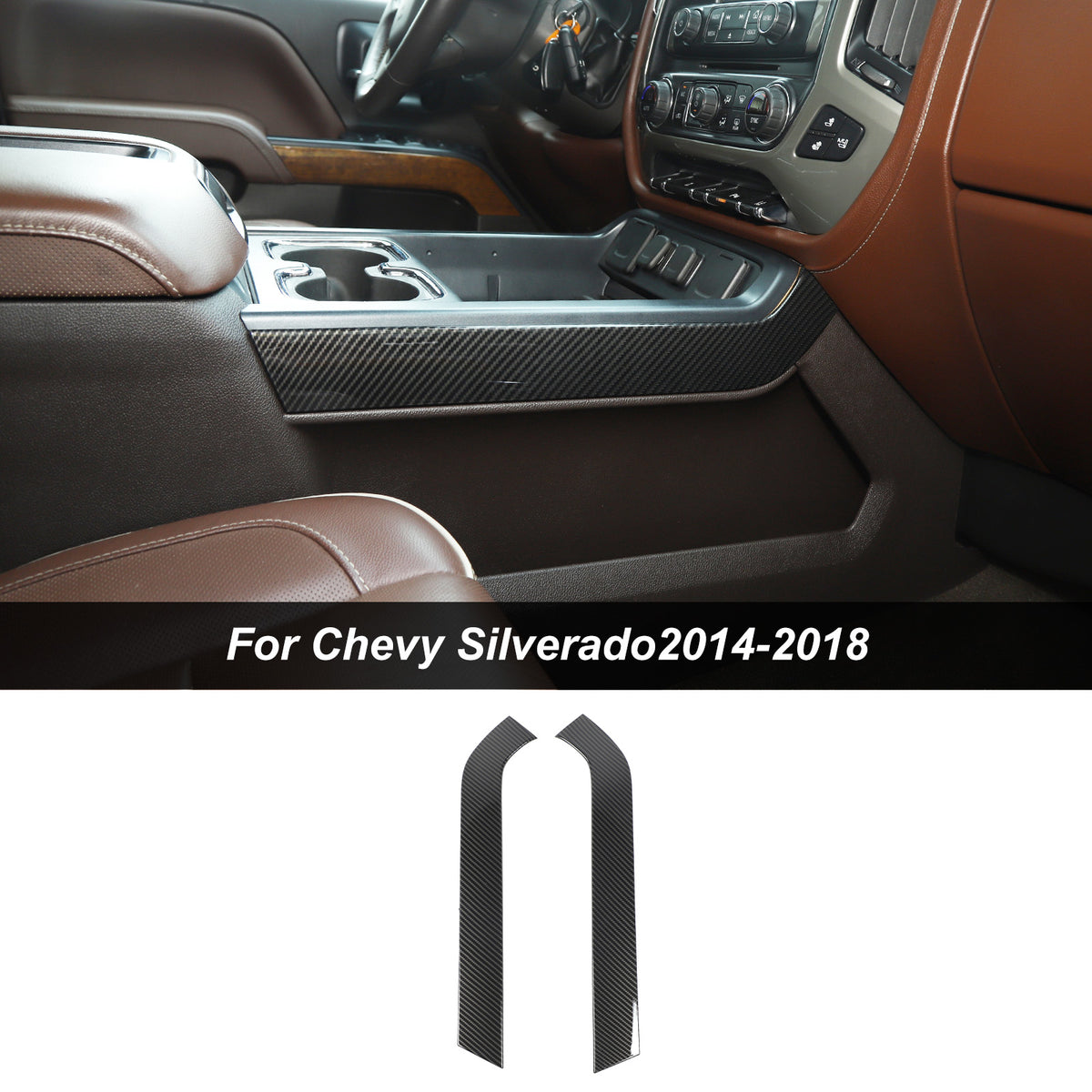 Gear Shift Side Trim Strip Cover For 2014-2018 Chevy Silverado 1500 & GMC Sierra 1500 Carbon Fiber｜CheroCar