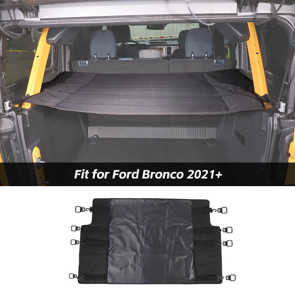 Black Cargo Cover Shield Pad Rear Trunk Shade Curtain Kit For Ford Bronco 2021+ 4-Door Accessories | CheroCar