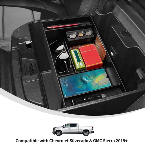 For Chevy Silverado /GMC Sierra 2019+ Center Console Armrest Storage Box Accessories | CheroCar