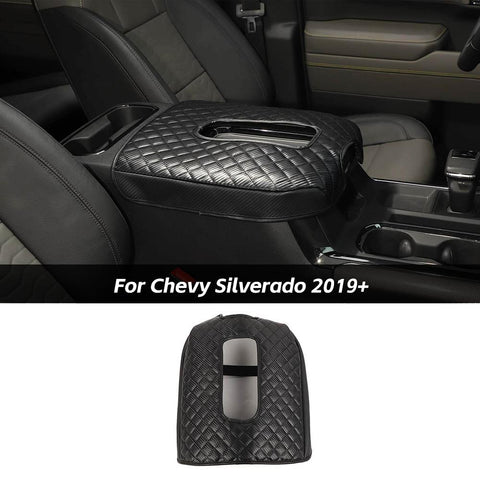 Center Armrest Glove Box Cover Pad Carbon Fiber For Chevy Silverado 2019+/Suburban 2020+/Tahoe 2021+/GMC/YUKON 2021+/GMC/SIERRA 2019+ Accessories | CheroCar