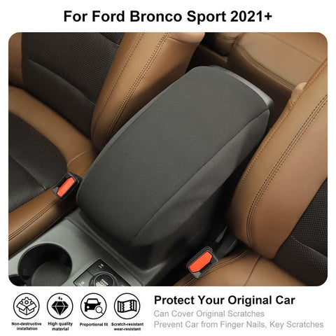 Black Armrest Box Cloth Cover Pad For Ford Bronco Sport 2021+ Accessories | CheroCar