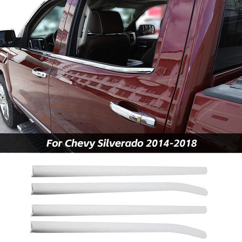 Stainless Steel Weather Strip Window Moulding Trim For Chevy Silverado GMC Sierra 14-18 Accessories Chrome | CheroCar