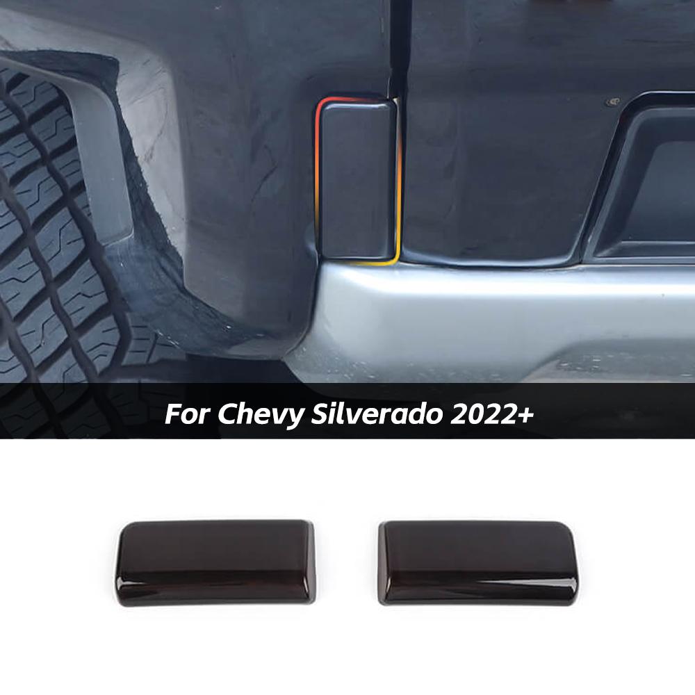 Blackened Front Fog Light Lamp Cover Trim For Chevy Silverado 2022+ Accessories | CheroCar