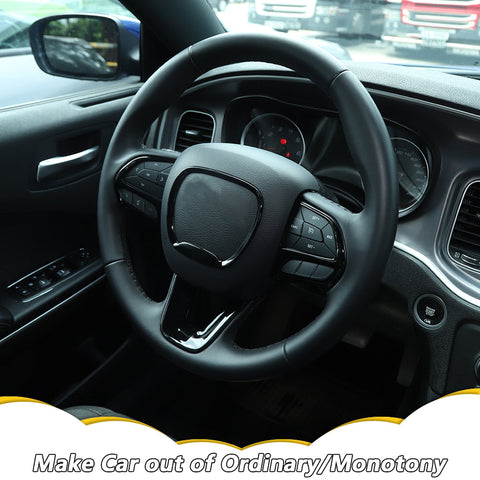 Steering Wheel Decor Cover Trim for Dodge Challenger & Charger 2015+ & Durango 2014+ Black｜CheroCar