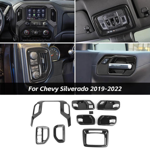 9PCS Center Console Cover Trim Interior Kit For 2019-2022 Chevrolet Silverado/GMC-SIERRA Accessories | CheroCar