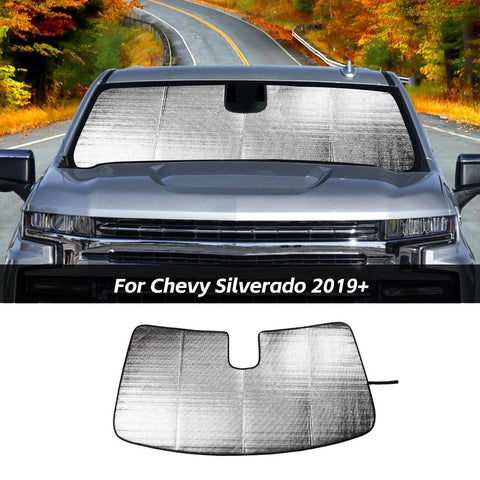 Front Window Sun Shade Foldable Sun Visor For Chevy Silverado 2019+｜CheroCar