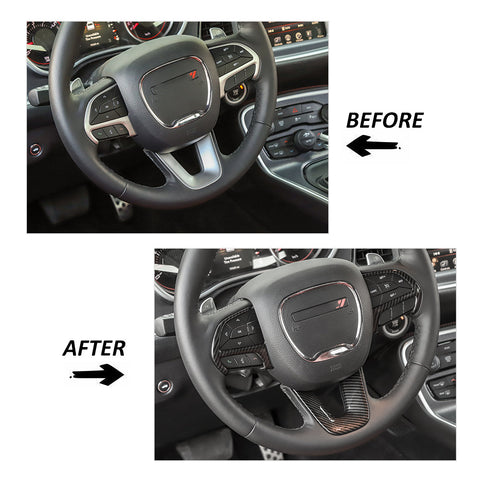 Steering Wheel Decor Cover Trim for Dodge Challenger & Charger 2015+ & Durango 2014+ Carbon Fiber 3pcs/set｜CheroCar