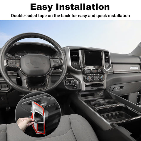 27pcs Interior Decoration Kit Trim Cover For Dodge Ram 2018+ Carbon Fiber｜CheroCar