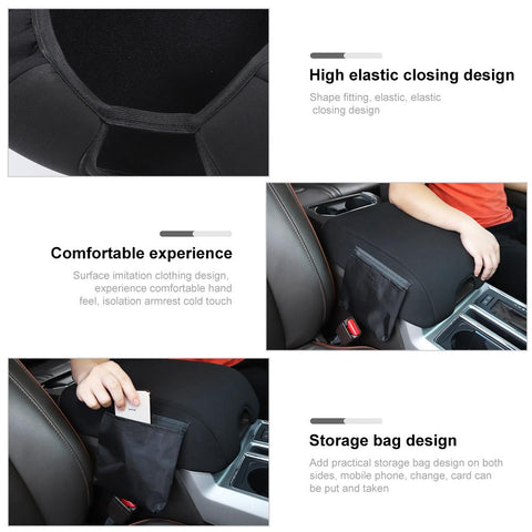 Central Console Armrest Box Cover Black For Ford F150 Cloth 2015-2020 Accessories | CheroCar
