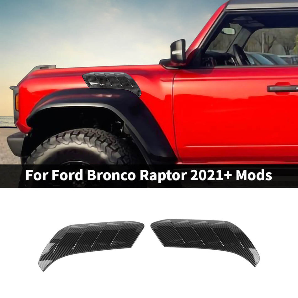 For 2021+ Ford Bronco Raptor Front Fender Side Leaf Plate Grille Air Vent Covers Trim (2 pcs)