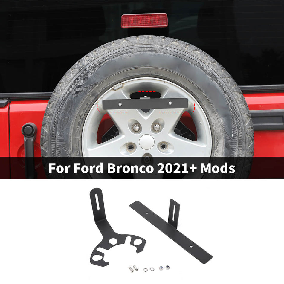 For Ford Bronco Exterior Rear Spare Tire License Plate Bracket Mounting Holder Stand (2 pcs)
