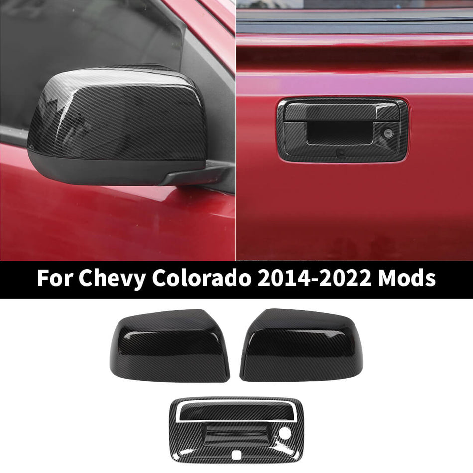 For 2014-2022 Chevy Colorado/GMC-CANYON Side Rearview Mirror Trim & Rear Door Handle Shell Cover (3 pcs)