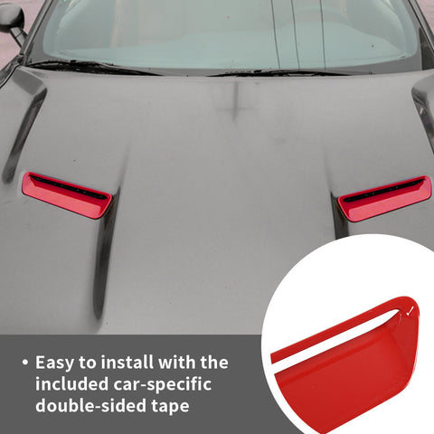 For 2015+ Dodge Challenger Front Hood Scoop Air Vent & Bumper Lip Splitter Cover Trim Kit