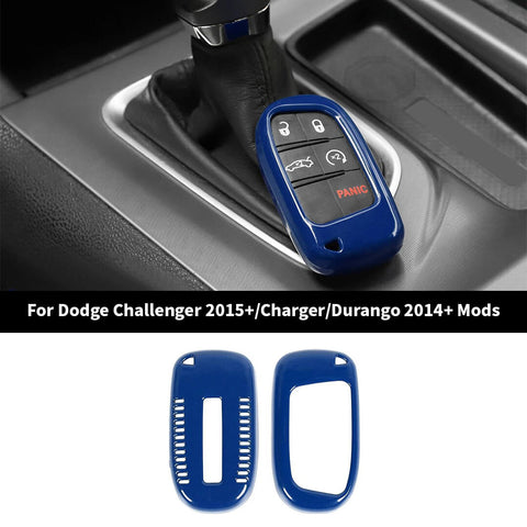 For 2015+ Dodge Challenger/2014+ Charger/Durango Car Key Fob Protect Decor Cover Case Trim (2 pcs)