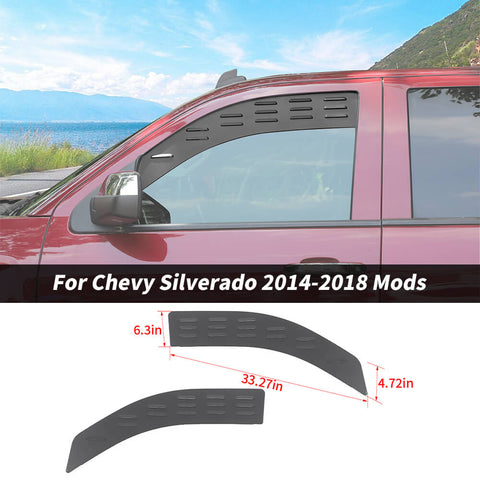 For 2014-2018 Chevy Silverado/GMC Sierra Front/Rear Window Glass Louver Air Vent Panel 2Dr 4Dr