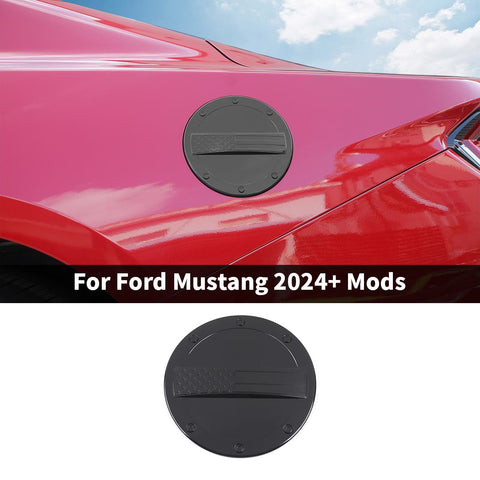 For 2024+ Ford Mustang Fuel Tank Cap Trim Carbon-Fiber Pattern American Flag Design