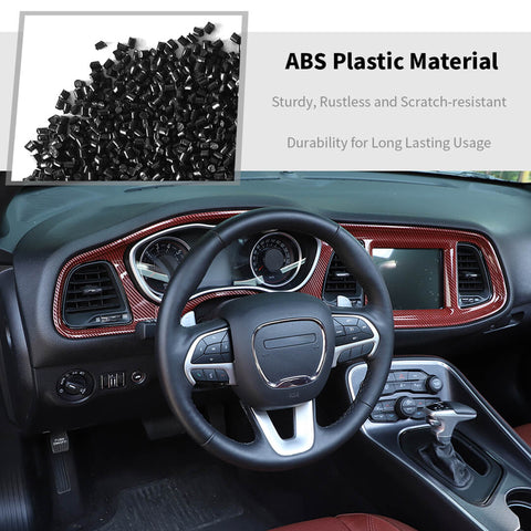 For 2015+ Dodge Challenger Interior Center Console Decor Cover Trim Kit