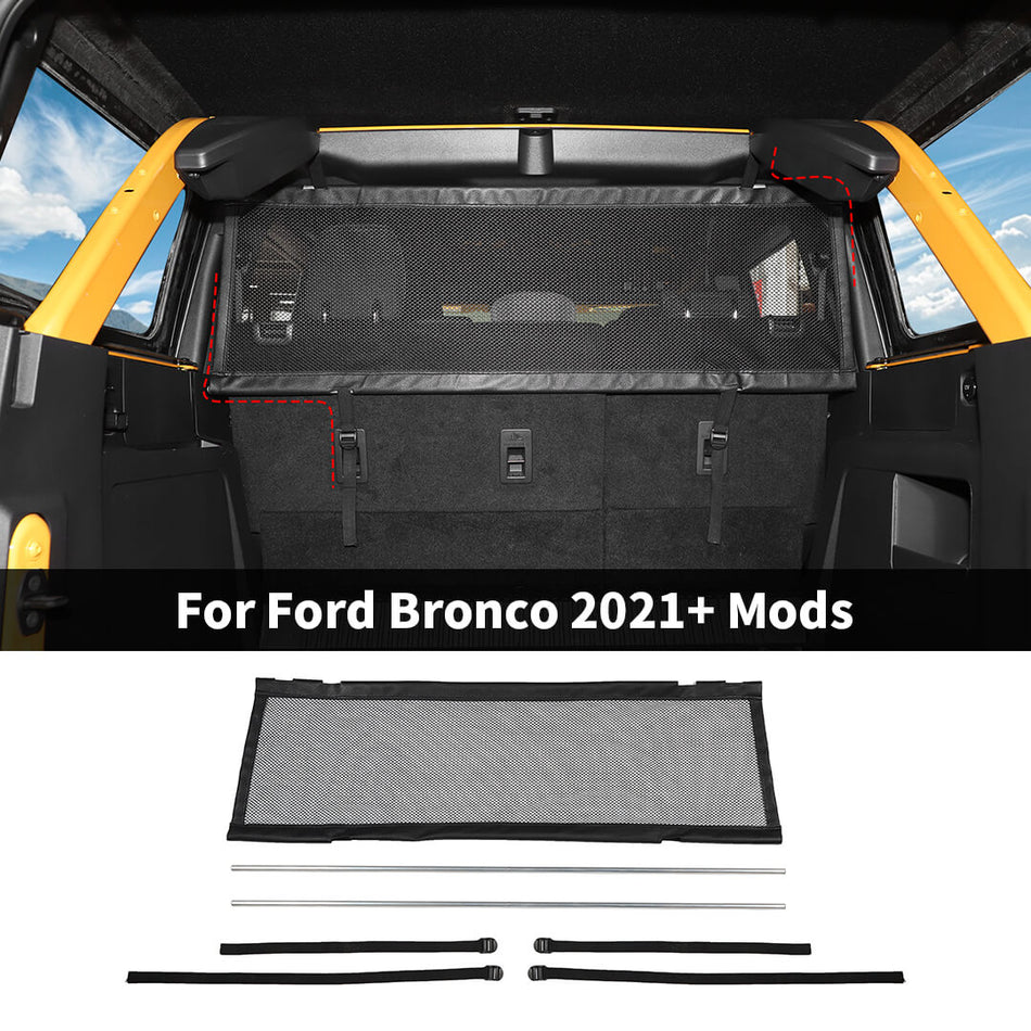 For 2021+ Ford Bronco 4 Door Rear Trunk Isolation Net Cargo Net Cover（7 pcs）