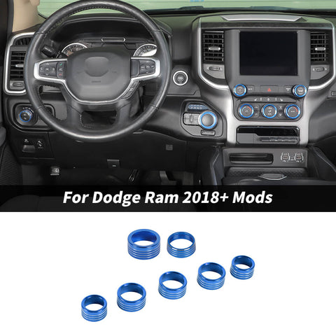 For 2018+ Dodge RAM Headlight Center Console Switch Knob Trim Ring Kit