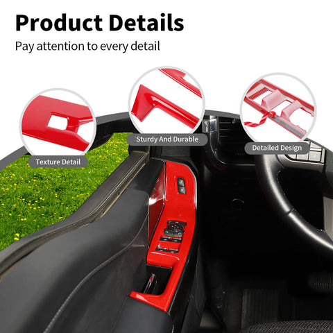 For 2021+ Ford F150 Interior Front Door Window Lift Switch Panel Trim Cover