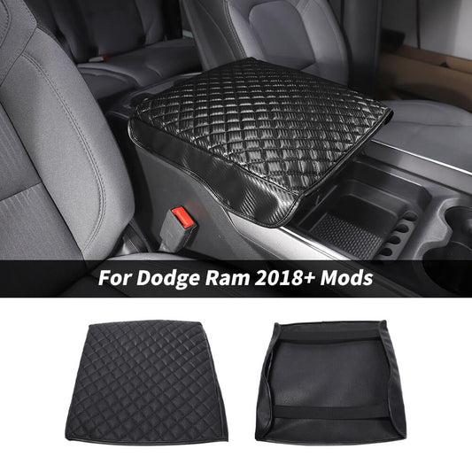For 2018+ Dodge RAM Leather Central Armrest Box Cushion Cover Pad
