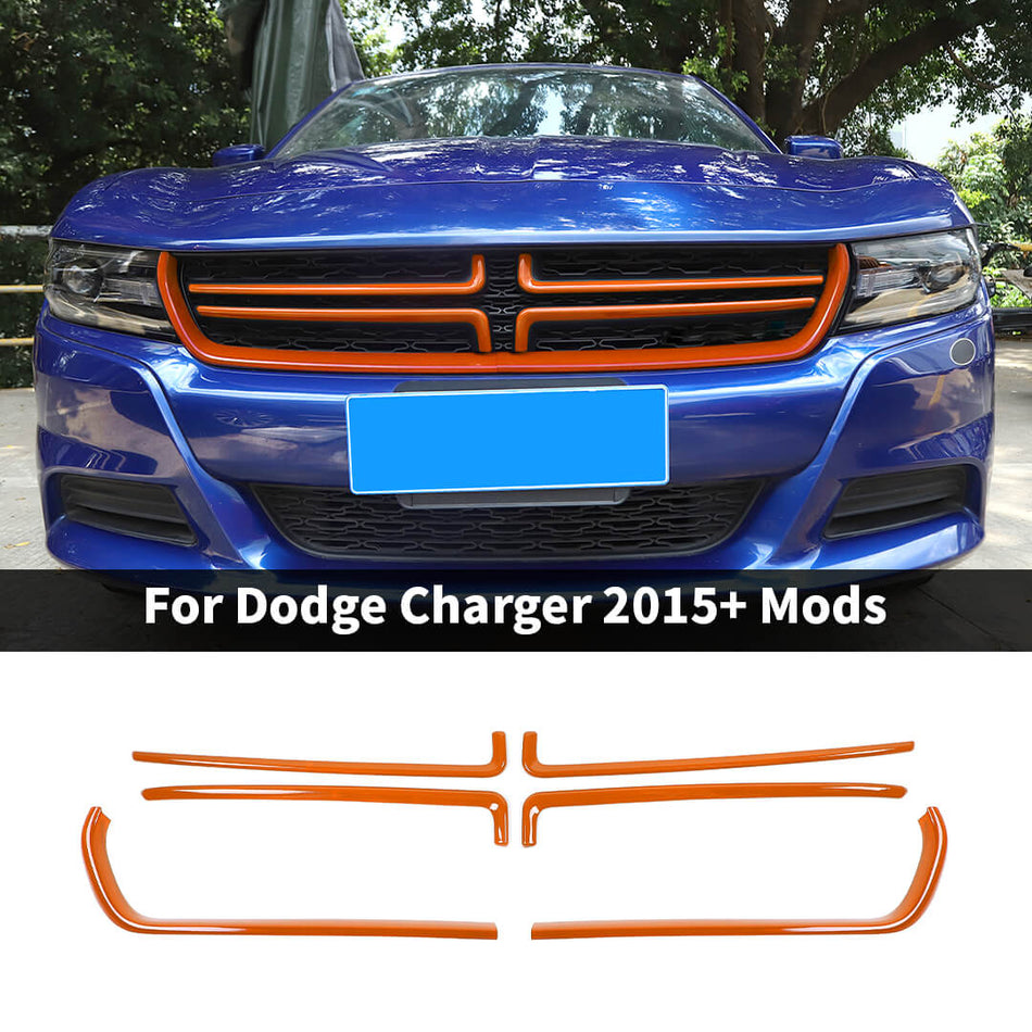 For 2015+ Dodge Charger Front Center Grille Cover Trim Strips（6 pcs）