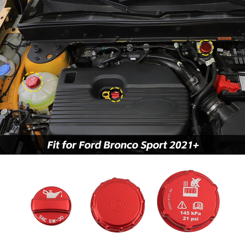 For Ford 2024+ Mustang / 2021+Bronco/Bronco Sport Engine Brake Oil Fluid & Water Tank Cap Cover Trim