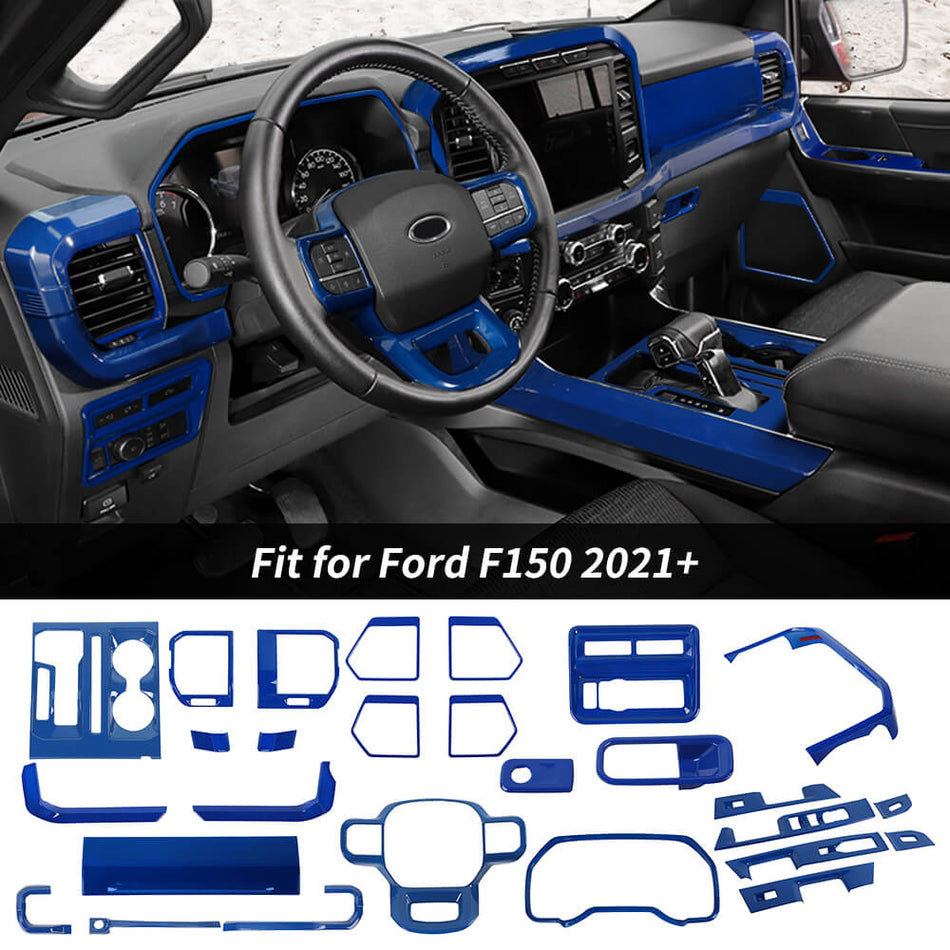 For 2021+ Ford F150 25 x Center Console And Car Door Trim Kit Blue