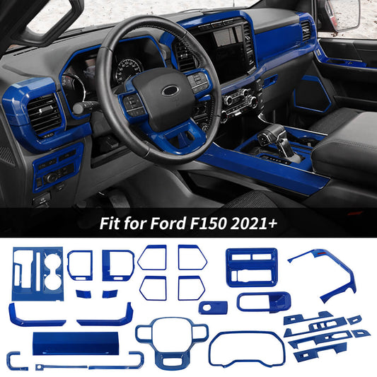 For 2021+ Ford F150 12 x Center Console And Car Door Trim Kit Blue