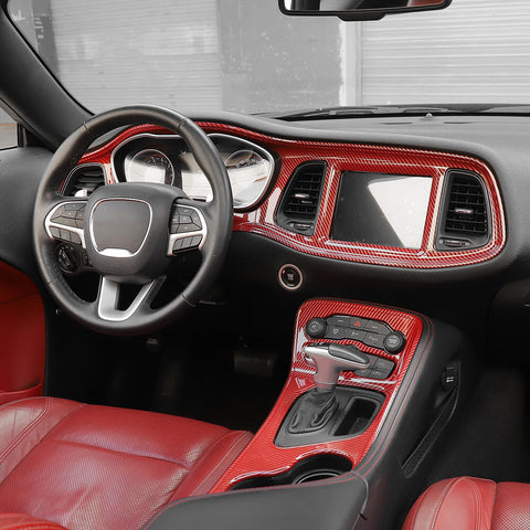 For 2015+ Dodge Challenger Central Control Dashboard & Gear Shift Panel Cover Trim