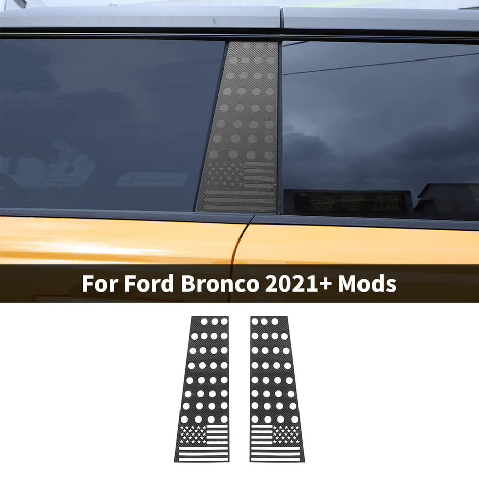 For 2021+ Ford Bronco PVC Window B-Pillar Sticker Trim Cover (2 pcs)