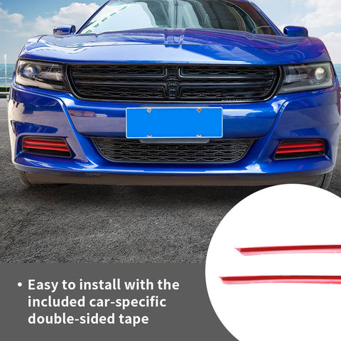 For 2015+ Dodge Charger Front Bumper Strips Overlay Trim Cover
