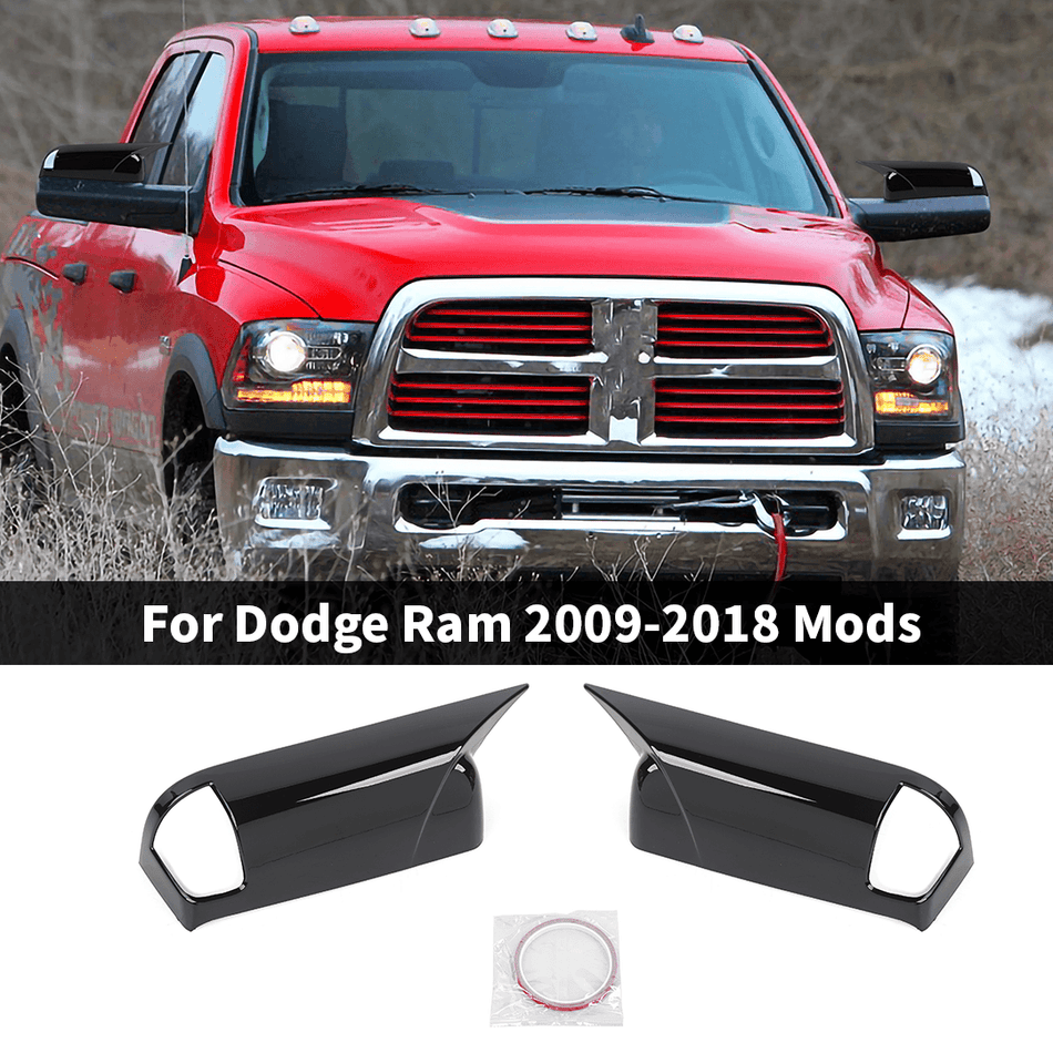 For 2009-2018 Dodge RAM Exterior Rearview Mirror Shell W/Light Trim Cover (2 pcs)