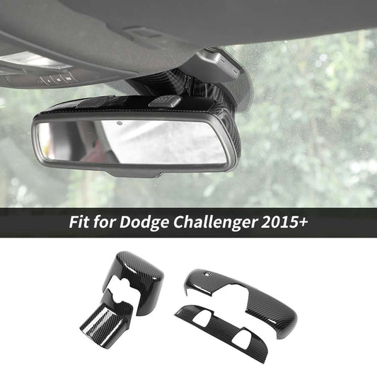 For 2015+ Dodge Challenger Interior Rear View Mirror Panel Trim Full Cover Kit