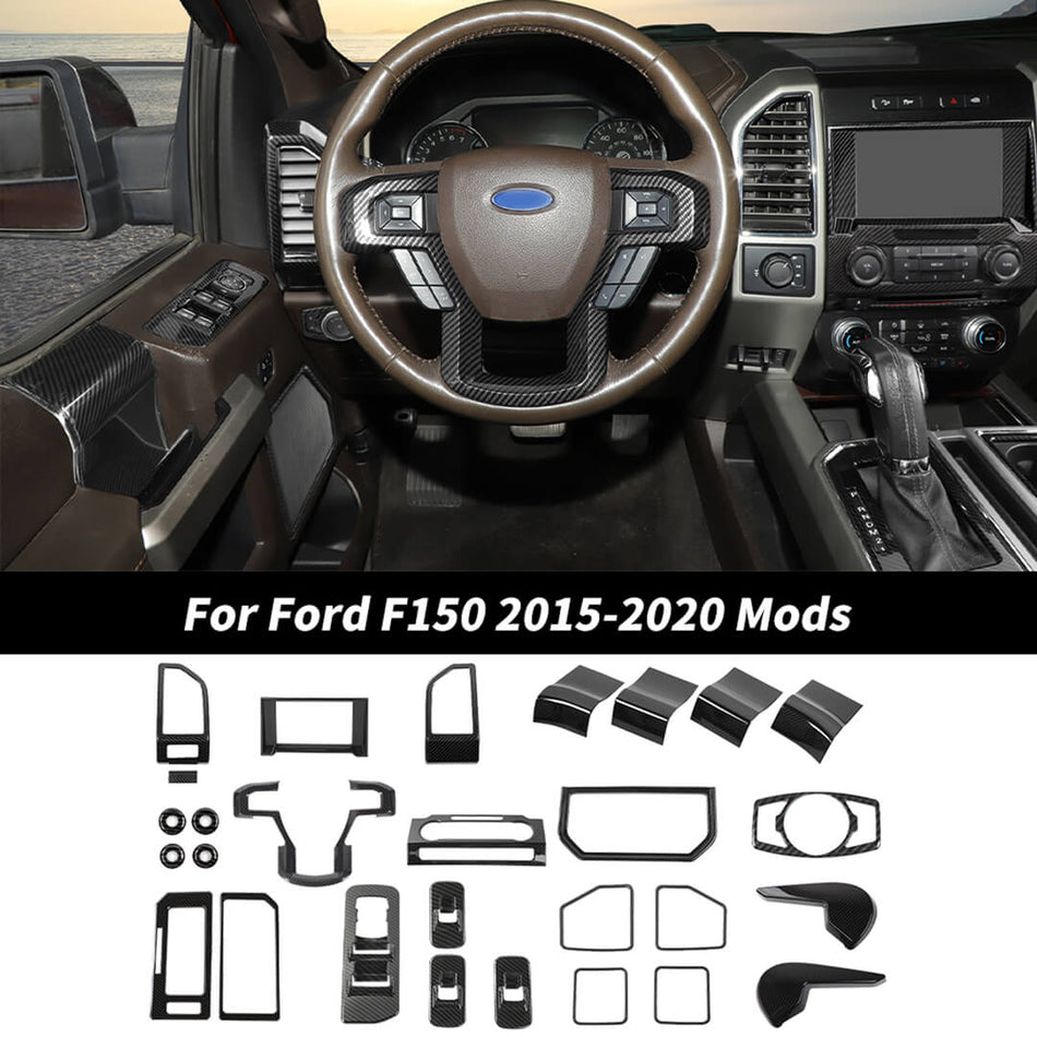 For 2015-2020 Ford F150 Interior Center Console Trim Cover Kit (28 pcs)