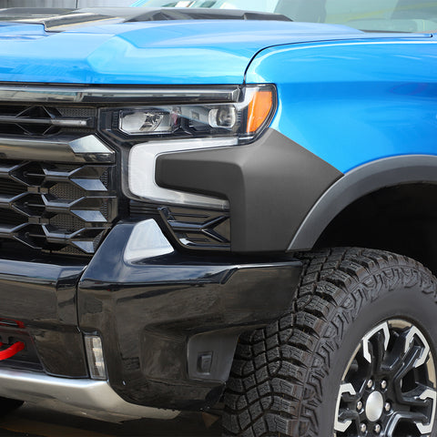 For 2022+ Chevrolet Silverado Black Front Grill Side Fender Wrap Corner Cover Trim