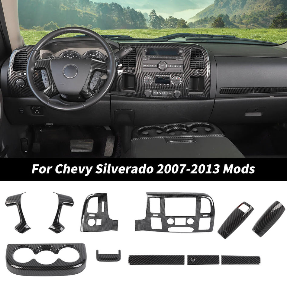 For 2007-2013 Chevy Silverado/GMC-Sierra Interior Center Console Steering Wheel Cup Holder Trim Kit (Automatic Climate Control Only)