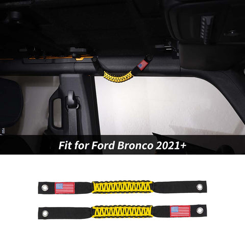 2 x Roll Bar Roof Top Grab Handles Grip For Ford Bronco 2021+ US Flagh Accessories | CheroCar