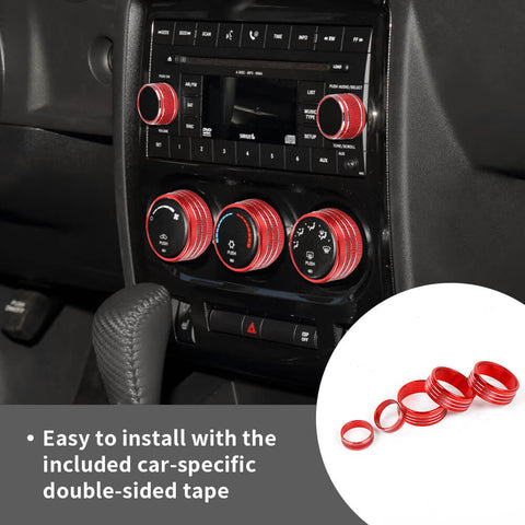 For 2009-2014 Dodge Challenger Air Conditioner & CD Switch Knob Trim Ring