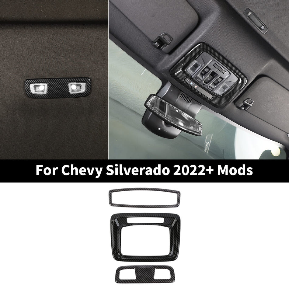 For 2022+ Chevy Silverado Interior Reading Light Inner Rearview Mirror Trim Ring Cover Kit (3 pcs)