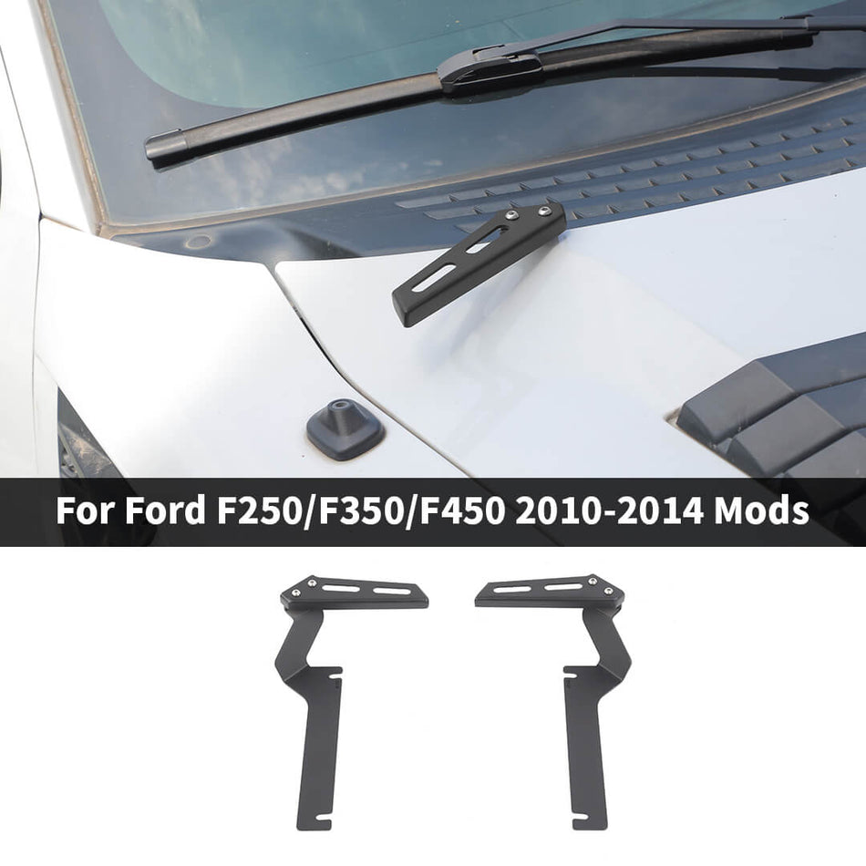 For 2010-2014 Ford F250/F350/F450 Front A-Pillar Hood Hinges LED Work/Cube Light Bracket Mount (2 pcs)