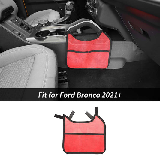 For 2021+ Ford Bronco Gear Shift Side Net Pocket Storage Mesh Bag Organizer