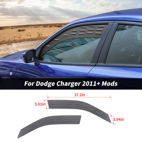 For 2011+ Dodge Charger Front Rear Door Window Glass Louvers Vent Cover