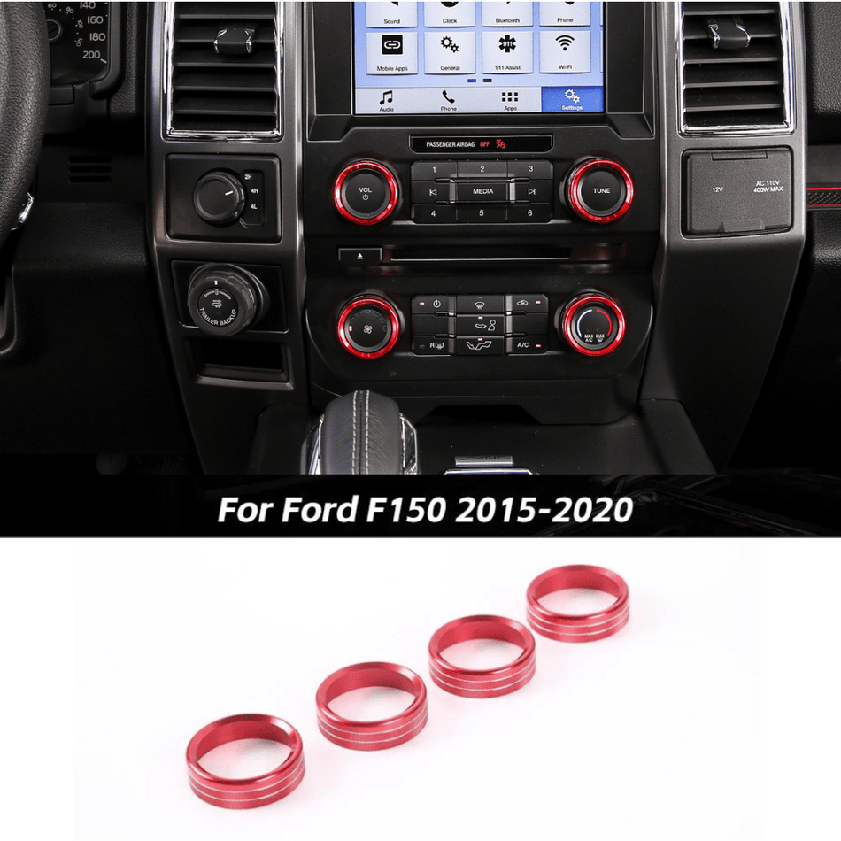 For 2015-2020 Ford F150 XLT Air Conditioner Audio Switch Knob Ring Trim