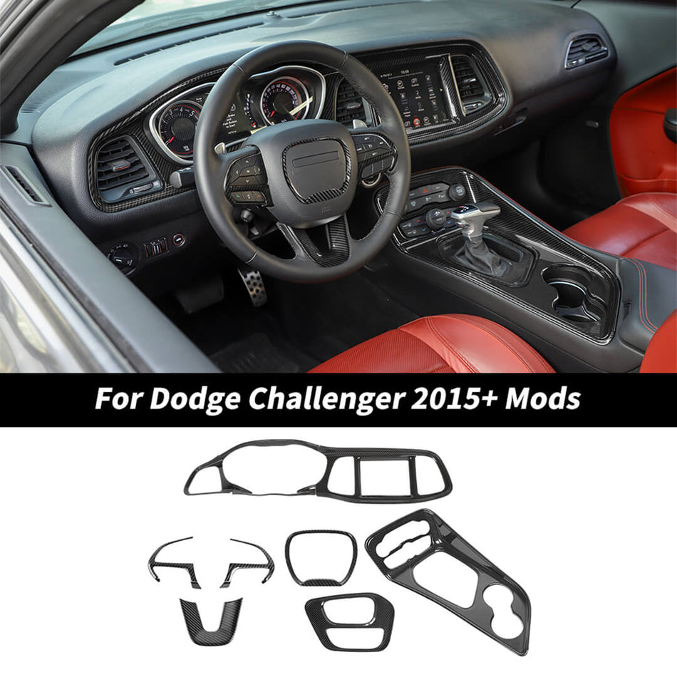 For 2015+ Dodge Challenger Interior Center Console Cover Trim Kit (10 pcs)