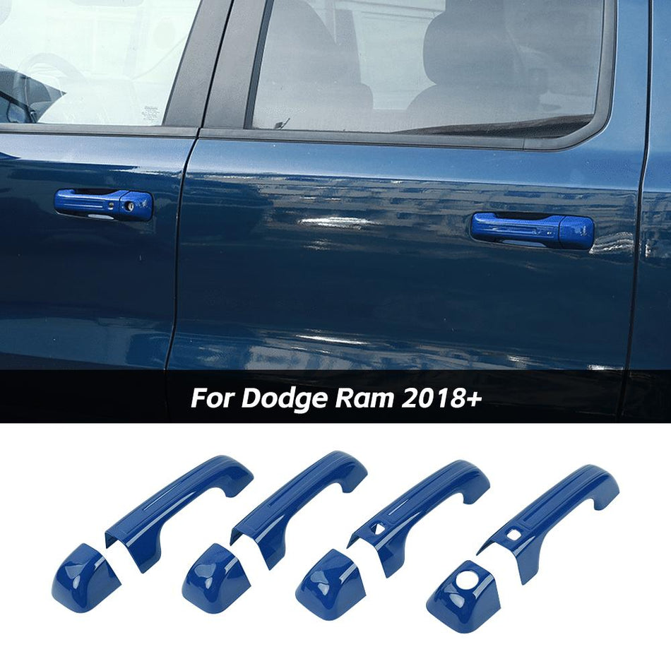 For 2018+ Dodge Ram Blue Exterior Door Handle Cover Inserts Handles Premium Edition（With smart ports and keyholes）