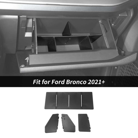 For 2021+ Ford Bronco Passenger Glove Box Storage Organizer Insert Divider