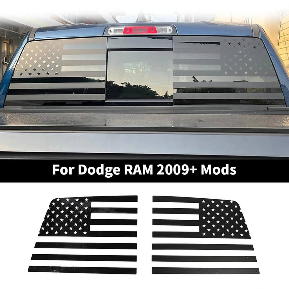 For 2009+ Dodge RAM Exterior Rear Window Decals Back Windshield Glass Emblem Sticker (2 pcs)