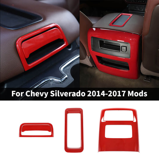 For 2014-2017 Chevy Silverado/Suburban/Tahoe/GMC-SIERRA/YUKON Interior Armrest Box Swtich Rear Air Vent Panel Trim Cover Kit (4 pcs)