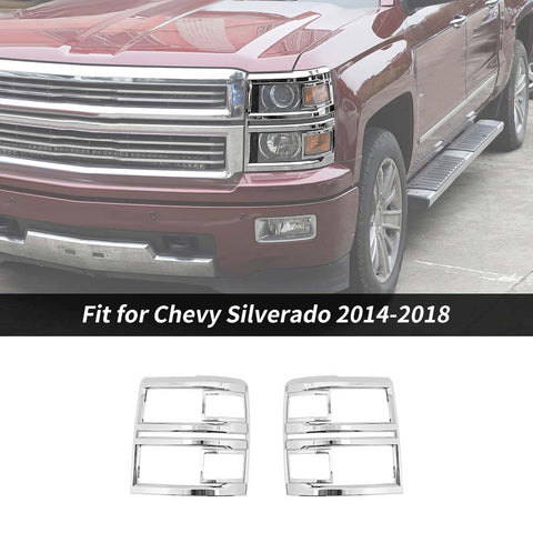 Front Headlight Lamp Frame Trim Decor Cover Red Bezel For Chevy Silverado 2014-2018 Accessories | CheroCar